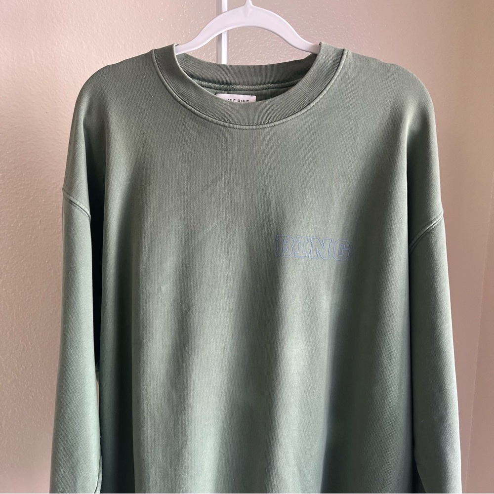 Anine Bing Cody Sweatshirt Bing Live in Green Size M - Picture 2 of 14